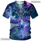 Purple Mythology Chinese Dragon 3D Graphic Printed Casual Unisex Tee Shirt Tops