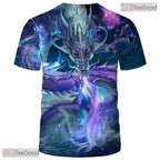 Purple Mythology Chinese Dragon 3D Graphic Printed Casual Unisex Tee Shirt Tops