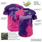 Purple & Pink Baseball Jersey Tee - Customizable with Stitched Name & Number Details