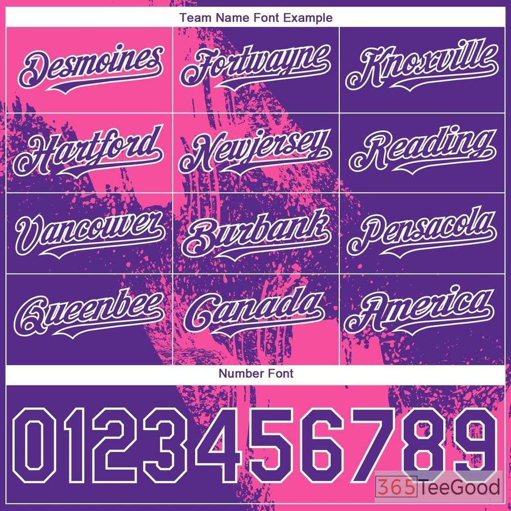 Purple & Pink Baseball Jersey Tee - Customizable with Stitched Name & Number Details