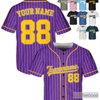 Purple & Yellow Baseball Jersey Tee - Personalize with Your Custom Name and Number