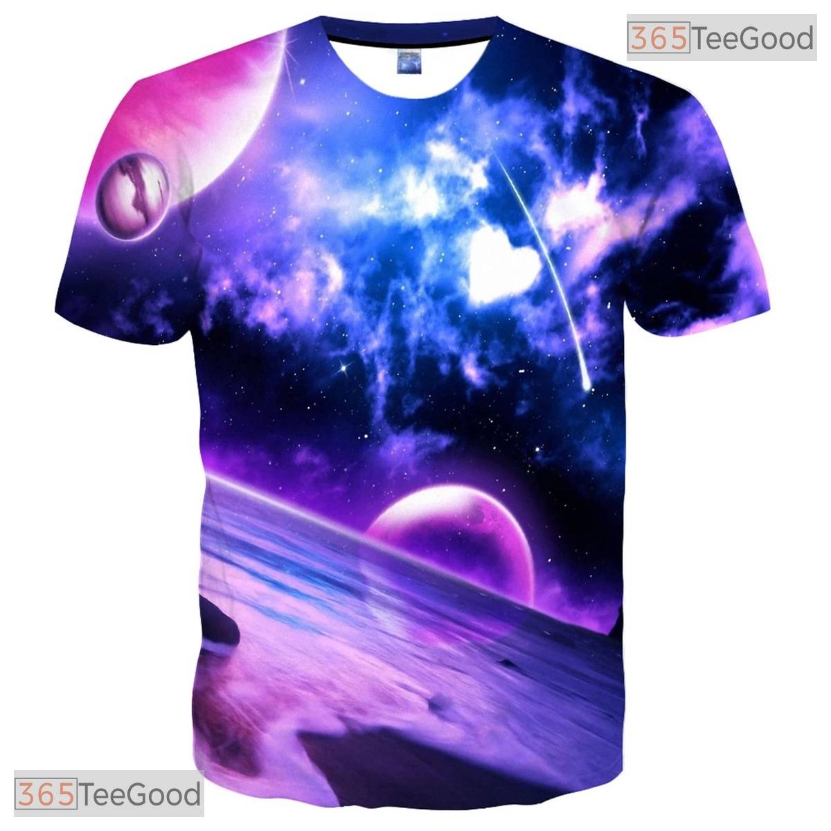 Vivid Purple Abstract Splash Graphic Art 3D Printed Casual Unisex T-Shirt Top