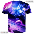 Vivid Purple Abstract Splash Graphic Art 3D Printed Casual Unisex T-Shirt Top