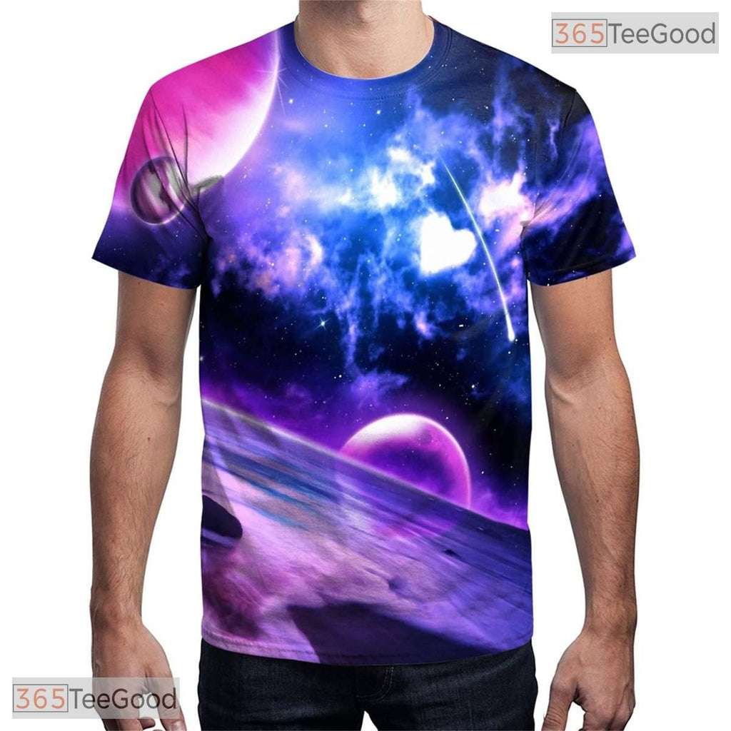 Vivid Purple Abstract Splash Graphic Art 3D Printed Casual Unisex T-Shirt Top