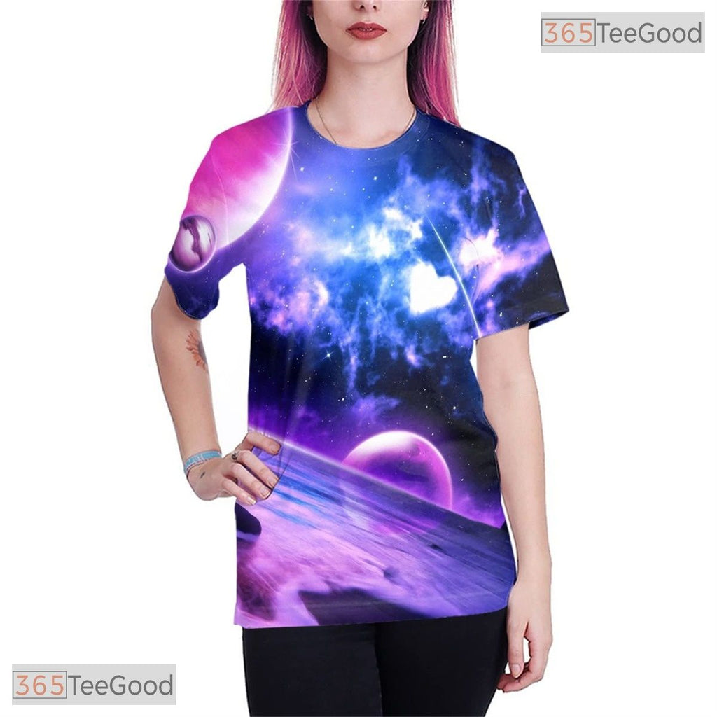Vivid Purple Abstract Splash Graphic Art 3D Printed Casual Unisex T-Shirt Top