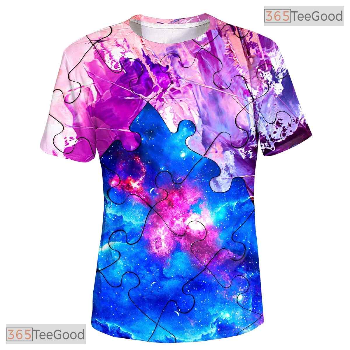 Colorful Jigsaw Puzzle Graphic Art 3D Printed Casual Unisex Tee Shirt Styles