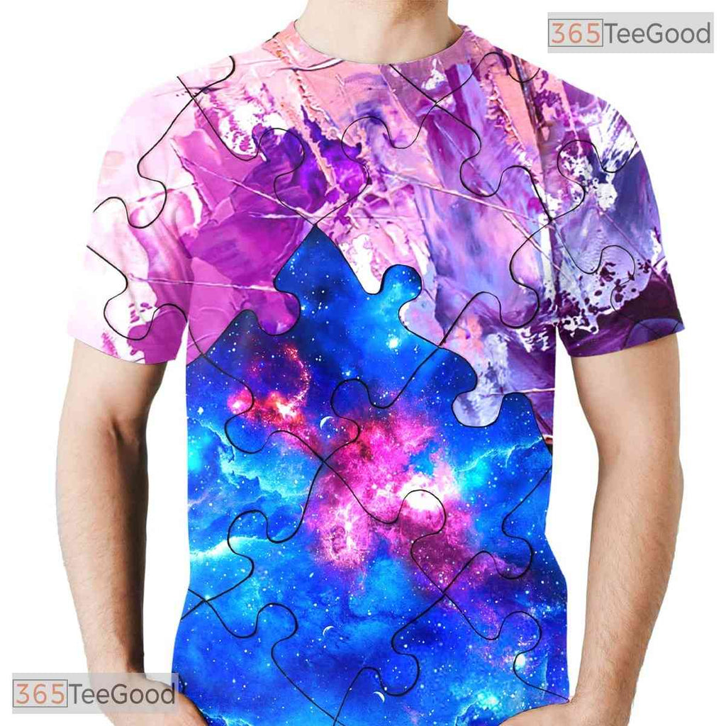 Colorful Jigsaw Puzzle Graphic Art 3D Printed Casual Unisex Tee Shirt Styles
