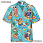 Quirky Squirrel Surfing Pineapple Hawaiian Tee Unisex Summer Getaway Shirt
