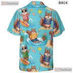 Quirky Squirrel Surfing Pineapple Hawaiian Tee Unisex Summer Getaway Shirt