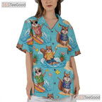 Quirky Squirrel Surfing Pineapple Hawaiian Tee Unisex Summer Getaway Shirt
