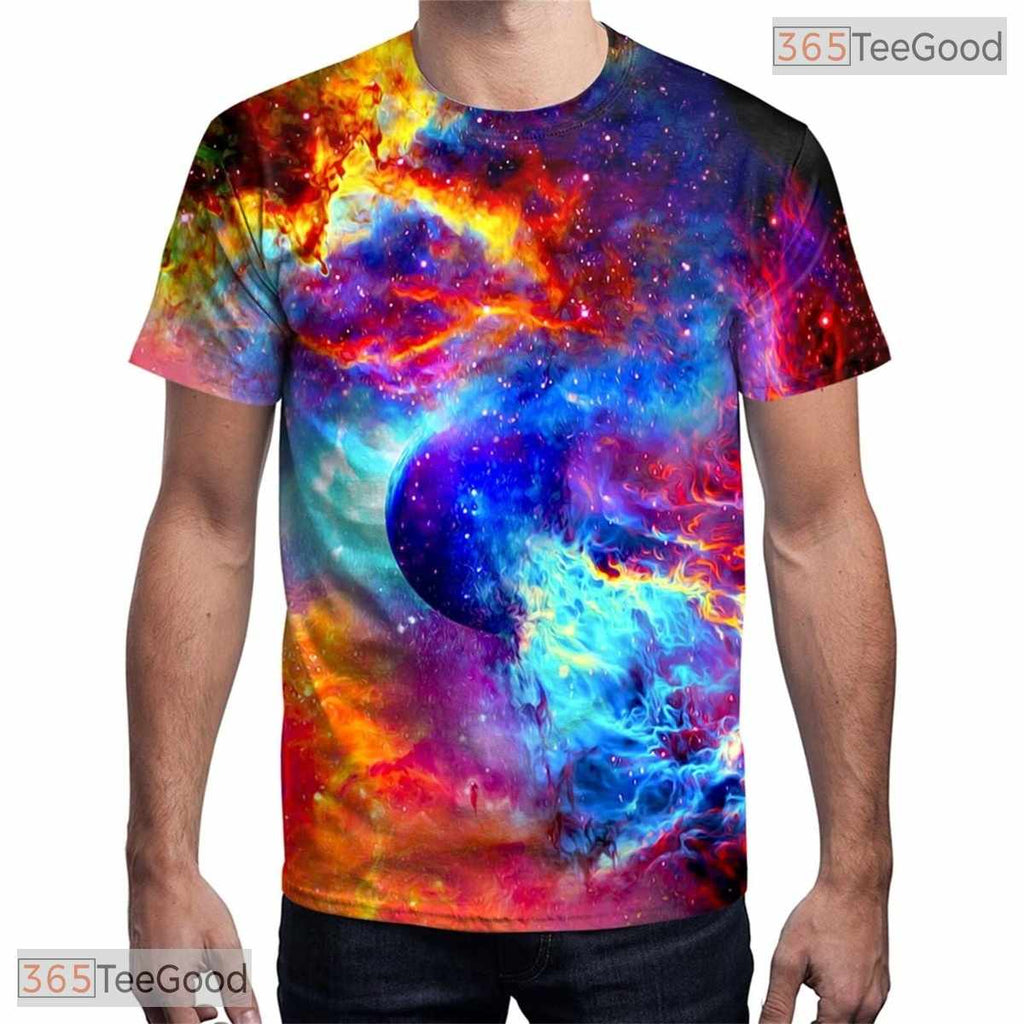 Bright Colorful Novelty Graphic Art 3D Printed Casual Unisex Tee Shirt For Teens