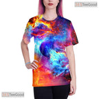 Bright Colorful Novelty Graphic Art 3D Printed Casual Unisex Tee Shirt For Teens