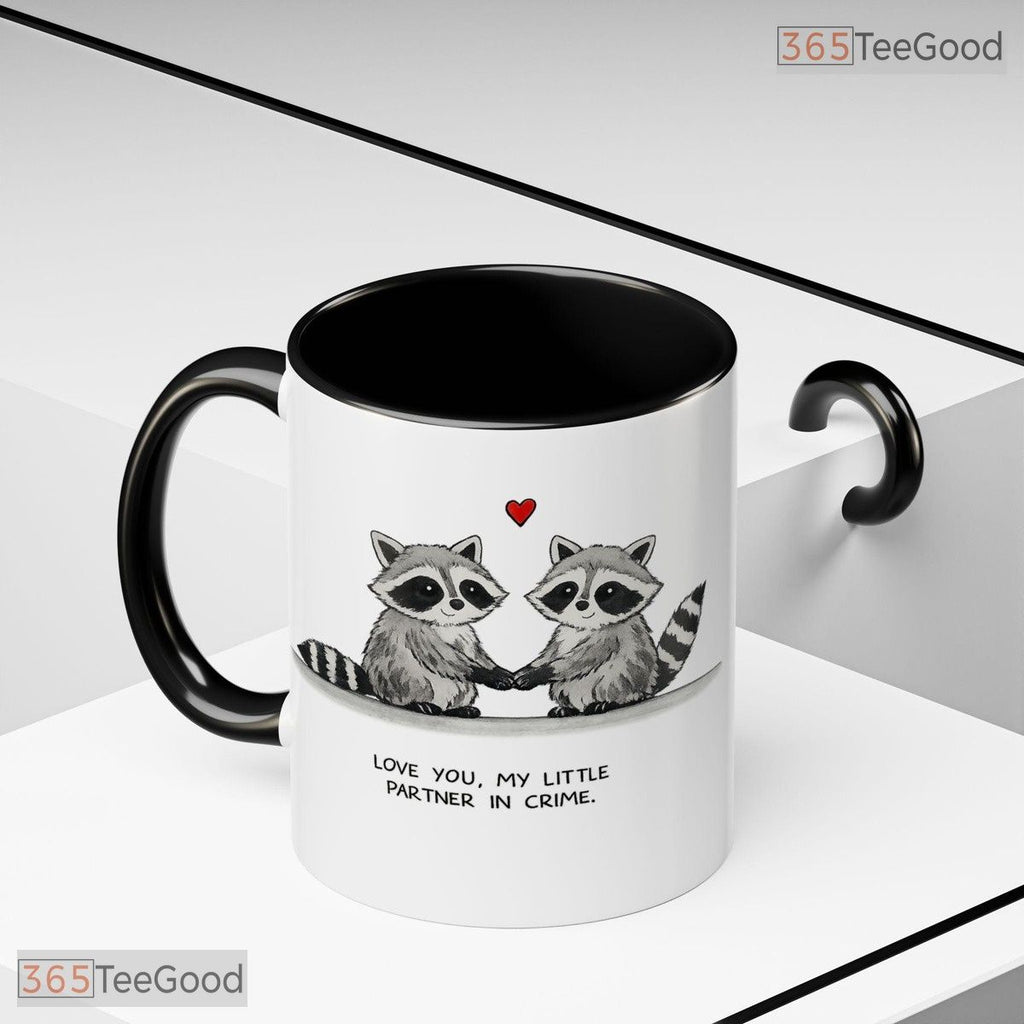Raccoon Watercolor Illustration Accent Mug - Romantic Animal Art Aesthetic Ceramic Mug
