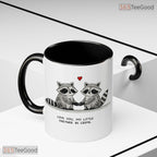 Raccoon Watercolor Illustration Accent Mug - Romantic Animal Art Aesthetic Ceramic Mug