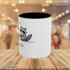Raccoon Watercolor Illustration Accent Mug - Romantic Animal Art Aesthetic Ceramic Mug