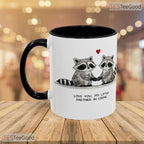 Raccoon Watercolor Illustration Accent Mug - Romantic Animal Art Aesthetic Ceramic Mug