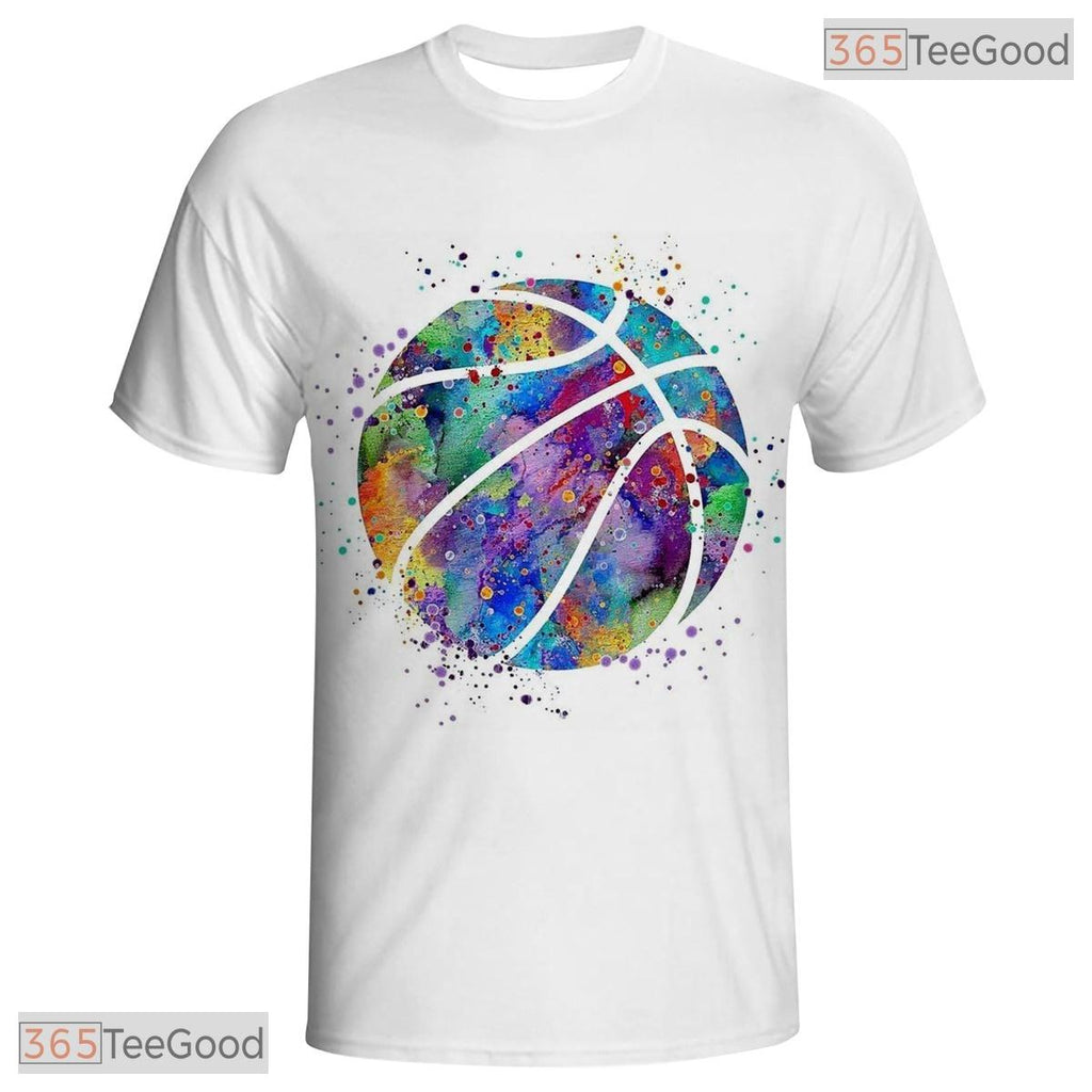 Rainbow Basketball Graphic Pattern 3D Printed Short Sleeve Unisex T-Shirt Tops Fun