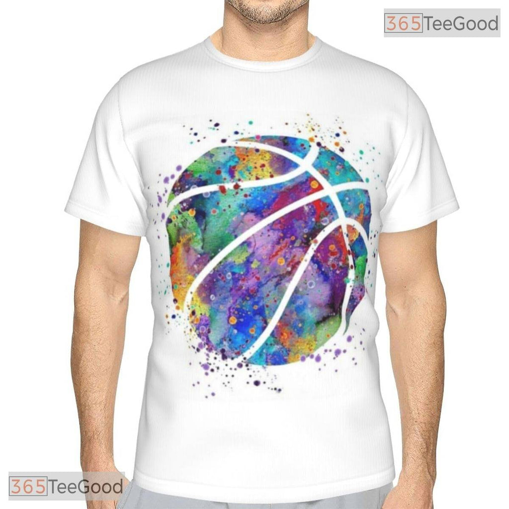 Rainbow Basketball Graphic Pattern 3D Printed Short Sleeve Unisex T-Shirt Tops Fun