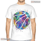 Rainbow Basketball Graphic Pattern 3D Printed Short Sleeve Unisex T-Shirt Tops Fun