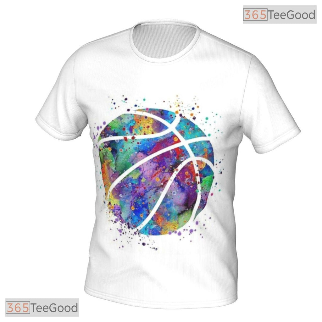 Rainbow Basketball Graphic Pattern 3D Printed Short Sleeve Unisex T-Shirt Tops Fun