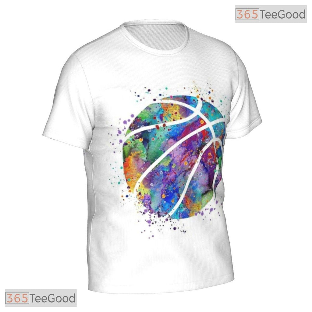 Rainbow Basketball Graphic Pattern 3D Printed Short Sleeve Unisex T-Shirt Tops Fun