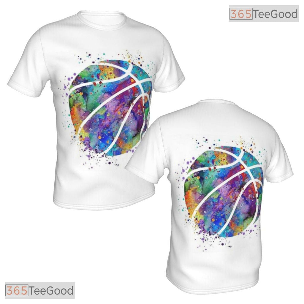 Rainbow Basketball Graphic Pattern 3D Printed Short Sleeve Unisex T-Shirt Tops Fun