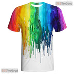 Rainbow Paint American Flag Eagle 3D Graphic Printed Casual Unisex T-Shirt Top
