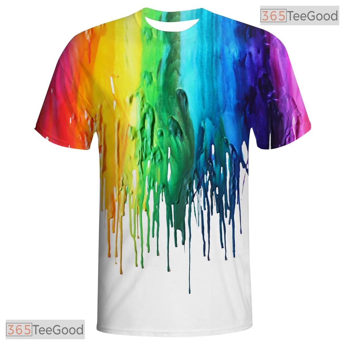 Rainbow Paint American Flag Eagle 3D Graphic Printed Casual Unisex T-Shirt Top