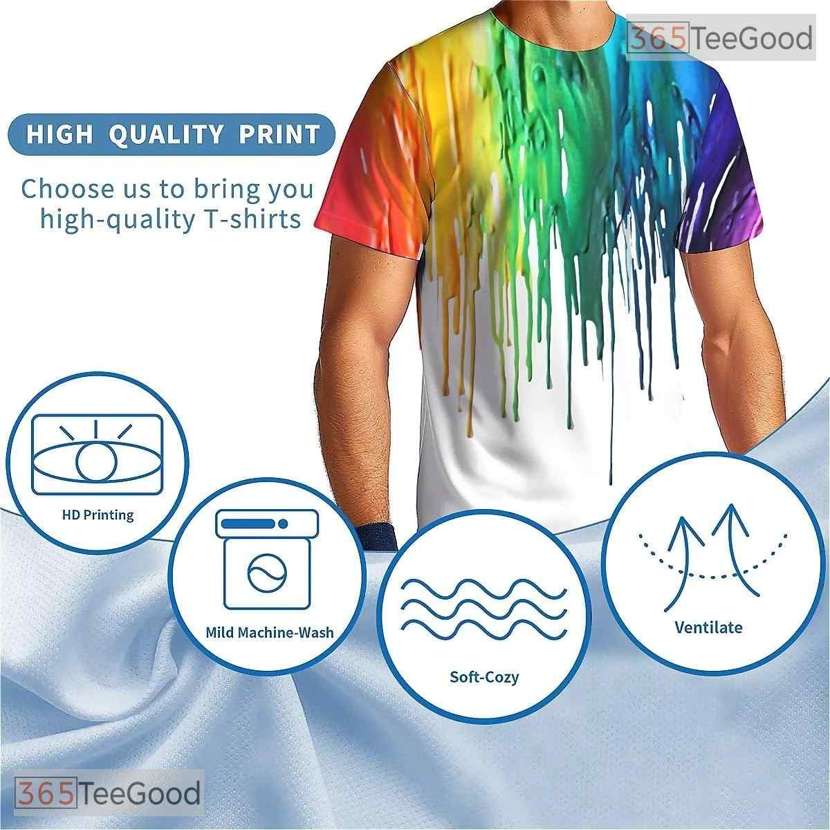 Rainbow Paint American Flag Eagle 3D Graphic Printed Casual Unisex T-Shirt Top