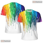 Rainbow Paint American Flag Eagle 3D Graphic Printed Casual Unisex T-Shirt Top