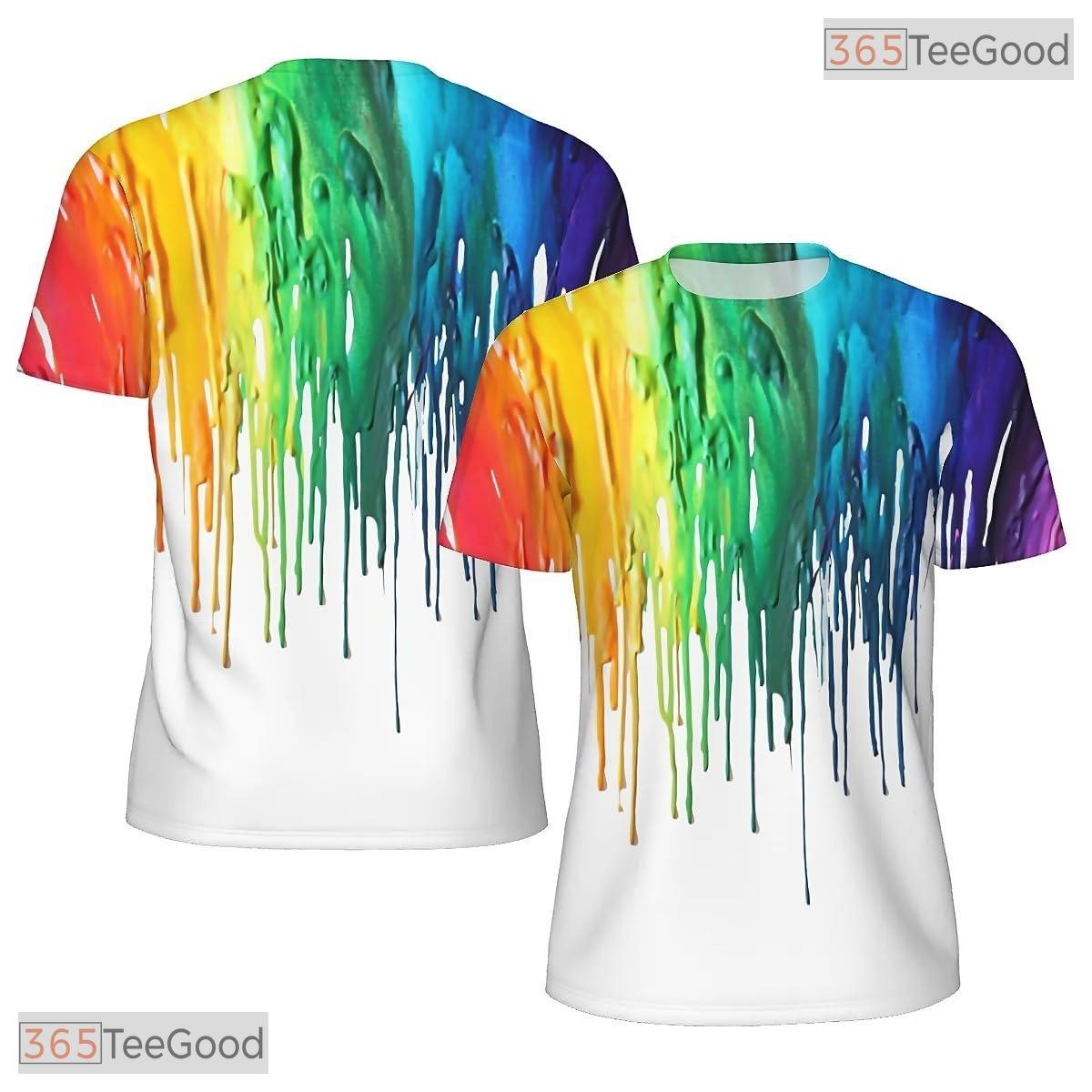 Rainbow Paint American Flag Eagle 3D Graphic Printed Casual Unisex T-Shirt Top