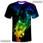 Rainbow Skull Basketball Graphic Design 3D Printed Short Sleeve Unisex Tee Shirts