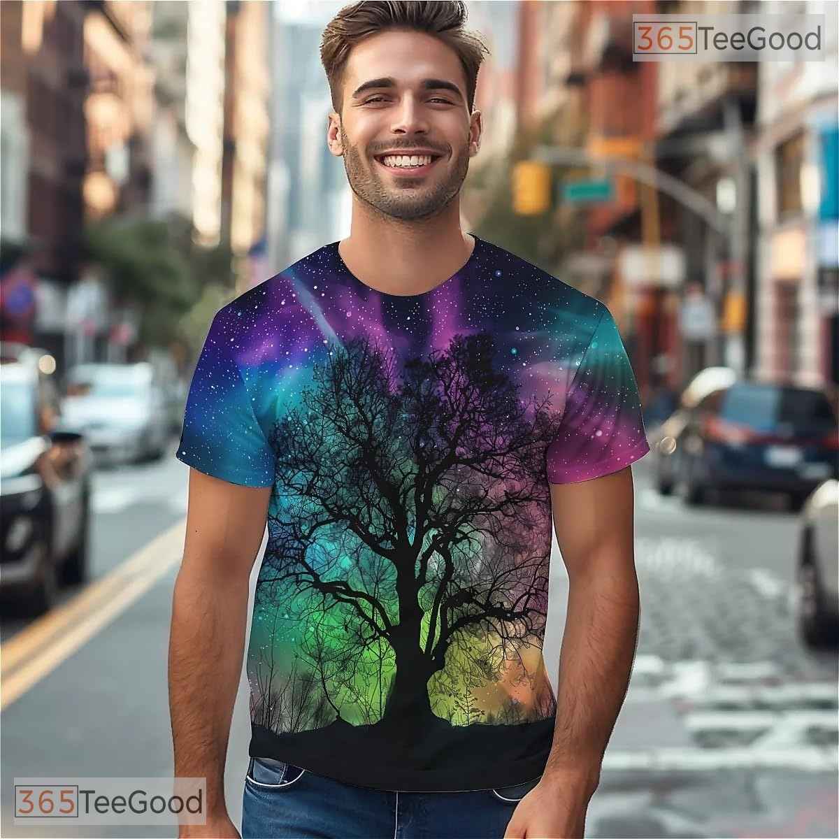 Rainbow Tree Of Life American Eagle 3D Graphic Printed Casual Unisex Tee Shirt