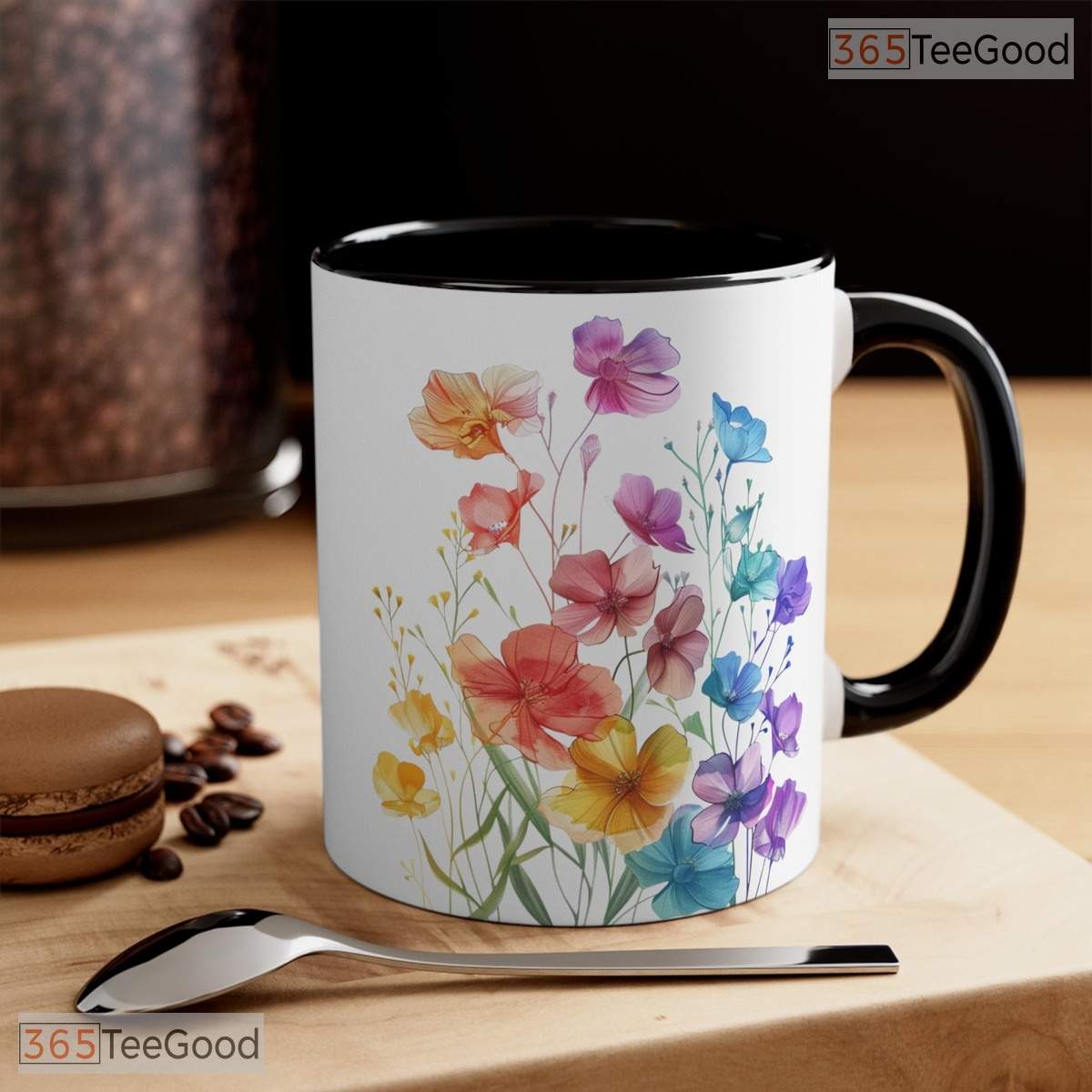 Rainbow Wildflower Pride Month Mug - LGBT Support Botanical Floral Ceramic Accent Mug