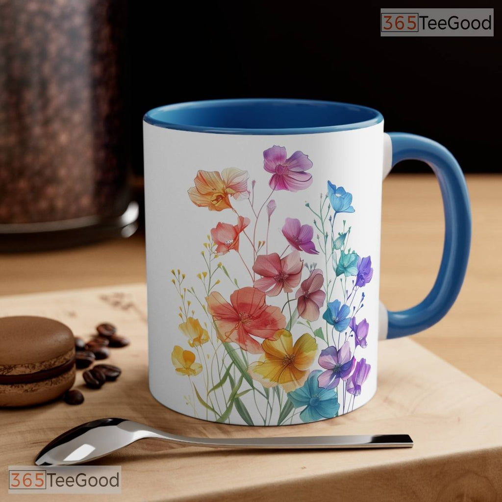 Rainbow Wildflower Pride Month Mug - LGBT Support Botanical Floral Ceramic Accent Mug