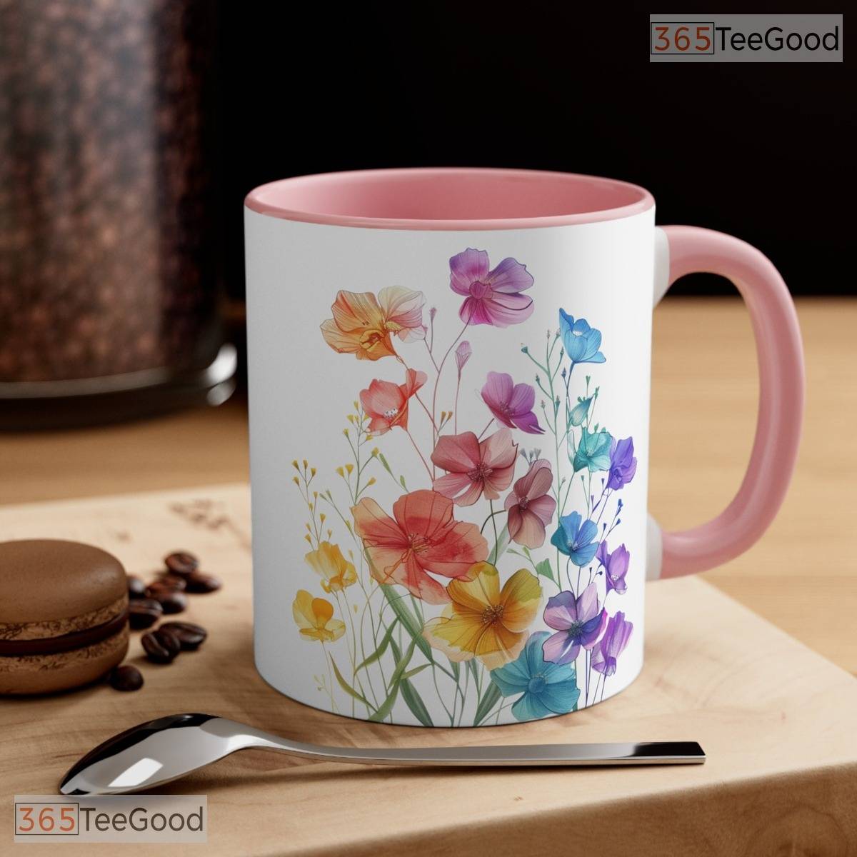 Rainbow Wildflower Pride Month Mug - LGBT Support Botanical Floral Ceramic Accent Mug