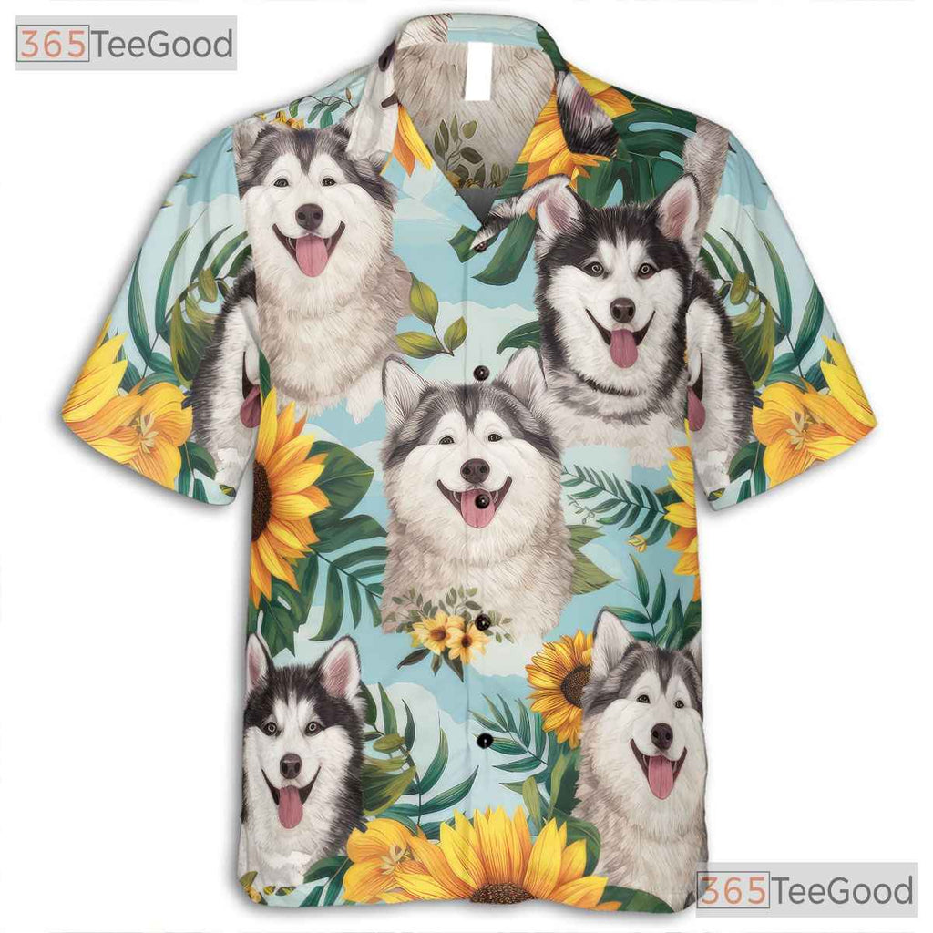 Realistic Sunflowers Aloha Summer Vibes Fluffy Dog Hawaiian Shirt Unisex Top