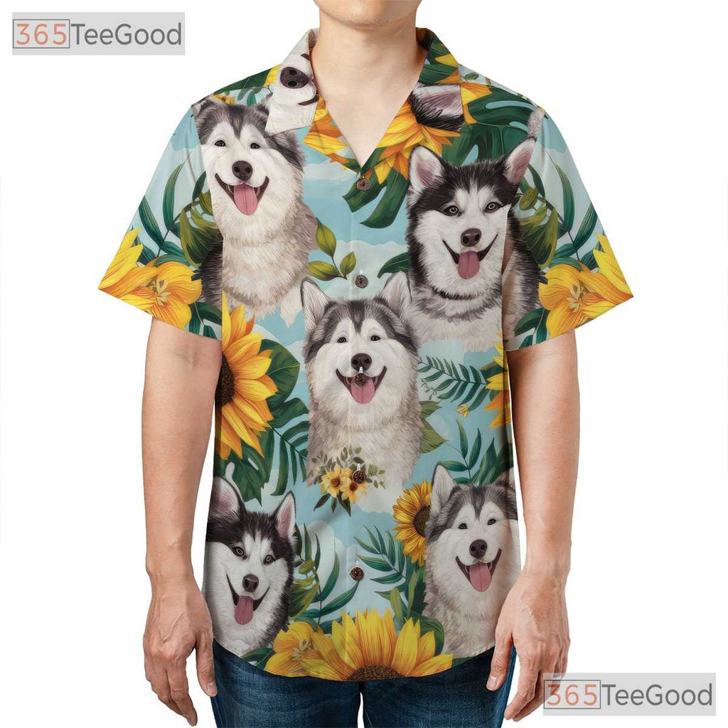 Realistic Sunflowers Aloha Summer Vibes Fluffy Dog Hawaiian Shirt Unisex Top