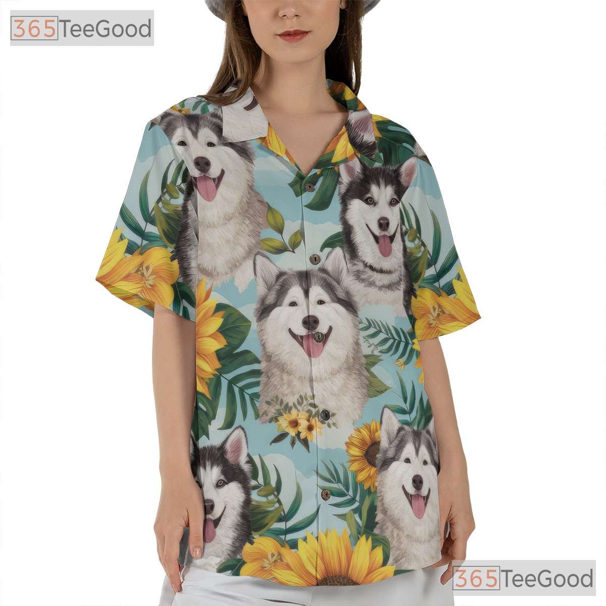 Realistic Sunflowers Aloha Summer Vibes Fluffy Dog Hawaiian Shirt Unisex Top