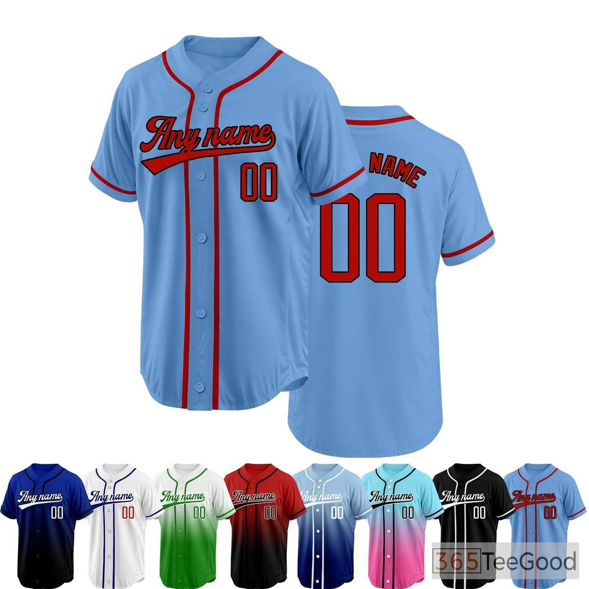 Red and Blue Baseball Jersey Tee for Men & Women - Classic colors for an iconic casual appeal