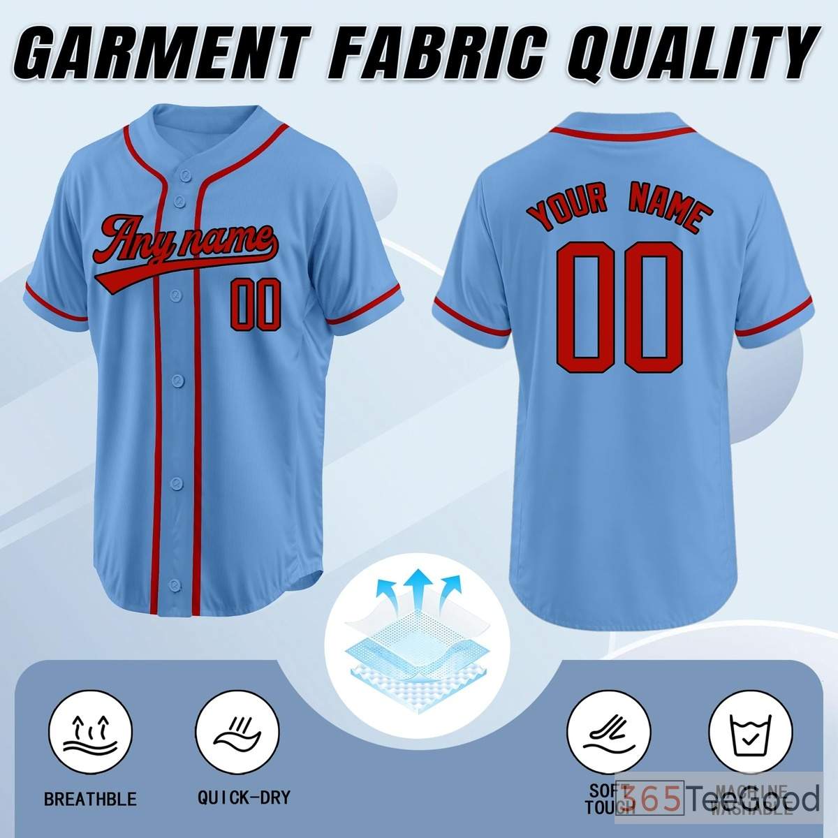 Red and Blue Baseball Jersey Tee for Men & Women - Classic colors for an iconic casual appeal
