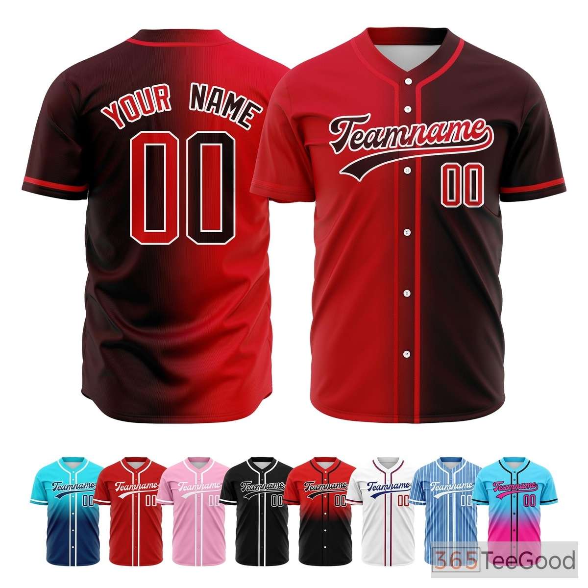 Red and Brown Baseball Jersey Tee for Men & Women - Versatile for a relaxed, sporty look