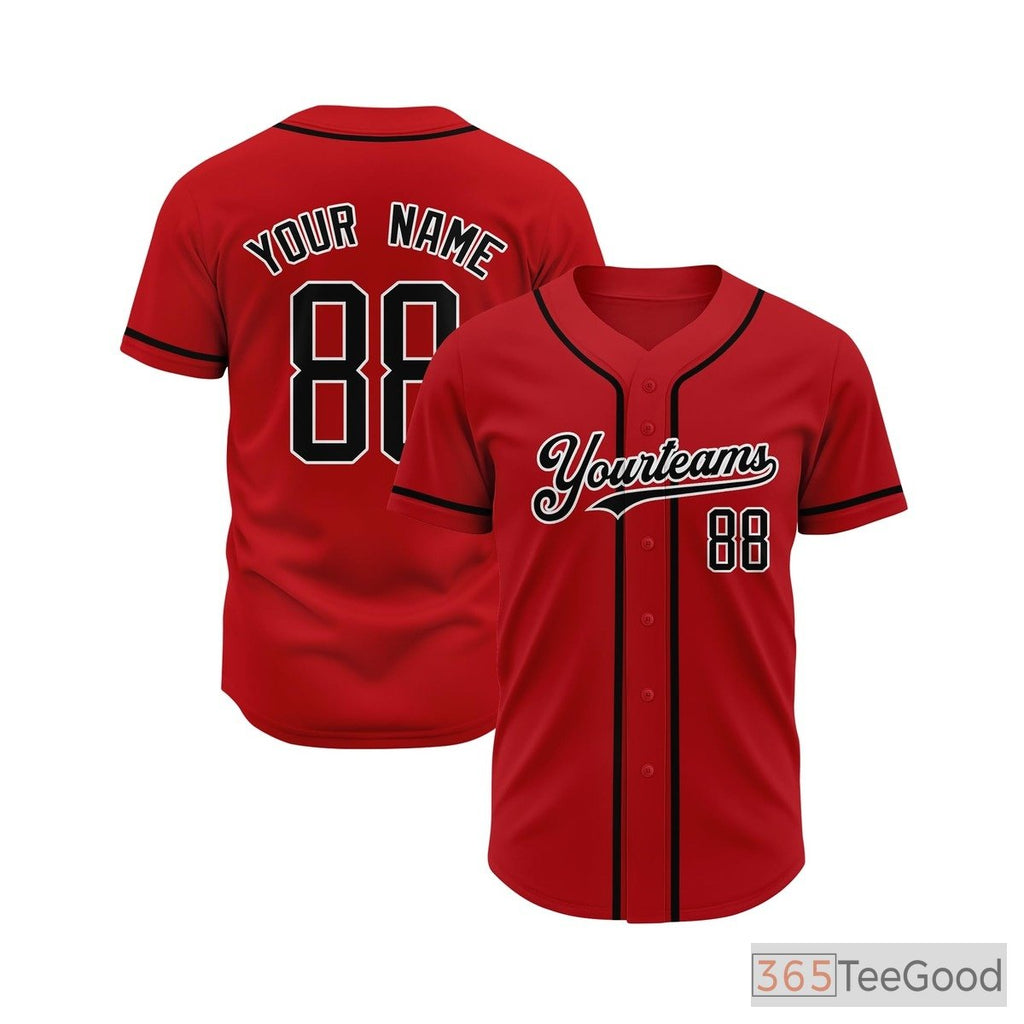 Red Baseball Jersey Tee for Men & Women - A vibrant choice for custom designs and casual wear