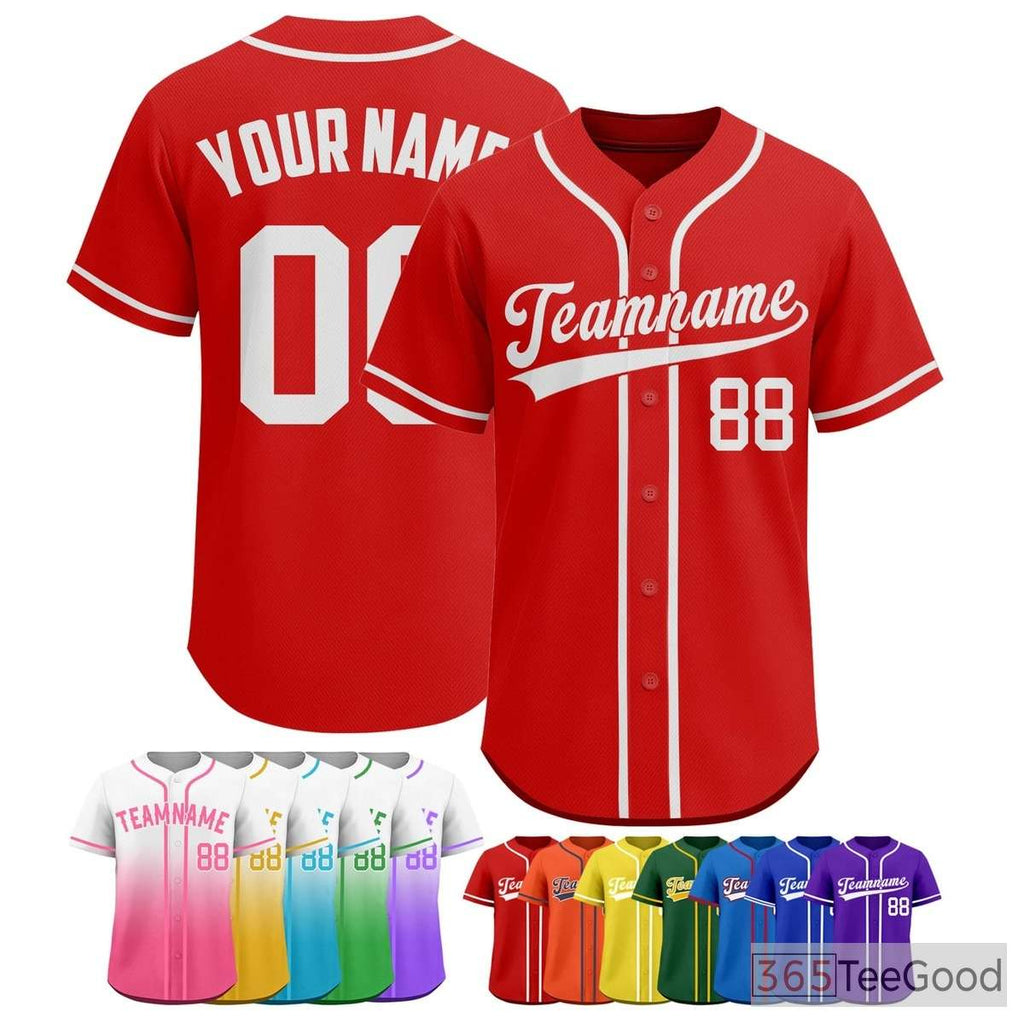 Red Baseball Jersey Tee for Men & Women - Vibrant Sportswear for Custom Looks