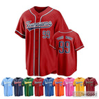 Red Baseball Jersey Tee for Men & Women - Your Personalized Name, Number & Logo