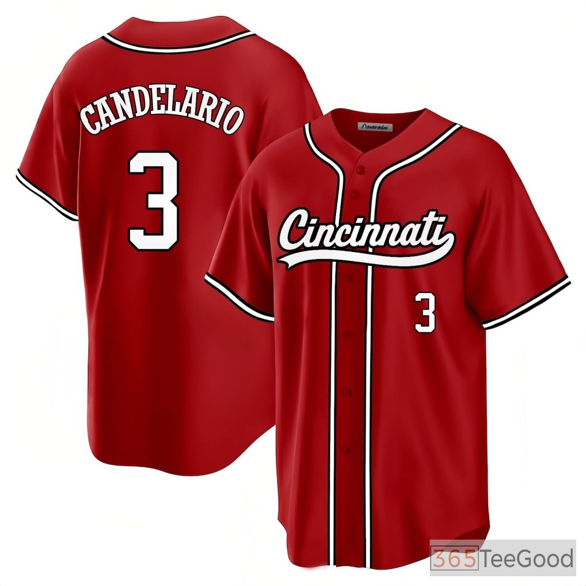 Red Baseball Jersey Tee for Men & Women - Stitched Custom Player & Team Details