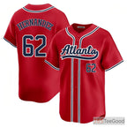 Red Baseball Jersey Tee for Men & Women - Stitched Custom Player & Team Uniform Style