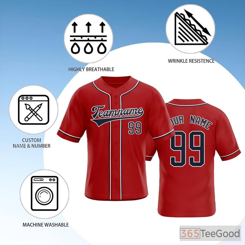 Red Baseball Jersey Tee for Men & Women - A Versatile Choice for Your Custom Apparel