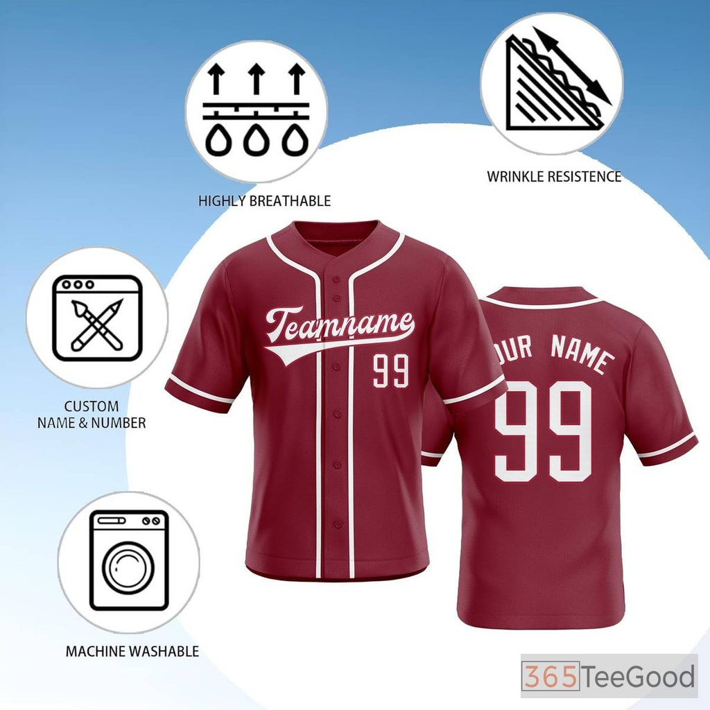 Red Baseball Jersey Tee for Men & Women - Custom Team & Fan Apparel Base