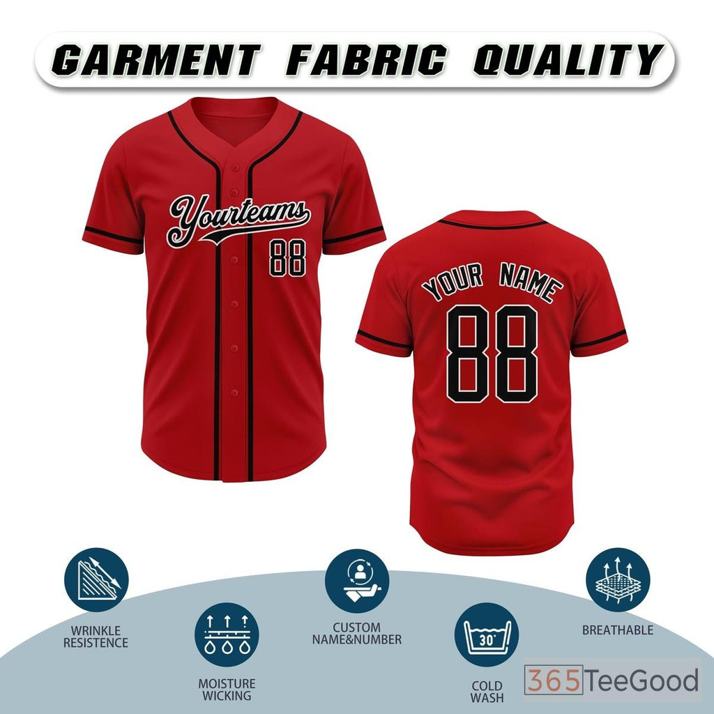 Red Baseball Jersey Tee for Men & Women - A vibrant choice for custom designs and casual wear